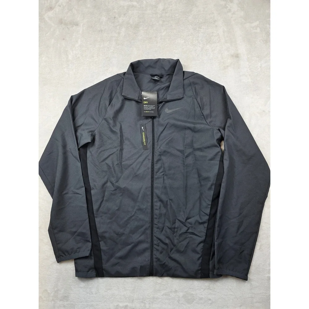 Nike Training Jacket Mens Small Gray Dri-FIT Full Zip Standard Fit Golf‎ NEW